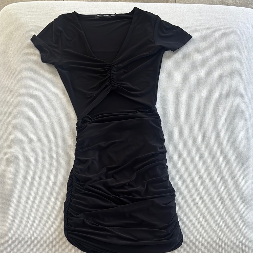 PrettyLittleThing Black Ruched Dress